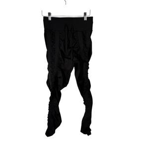 Skinnify Black Leggings 4 Resistance Band Ruched High Rise Gym Womens Large